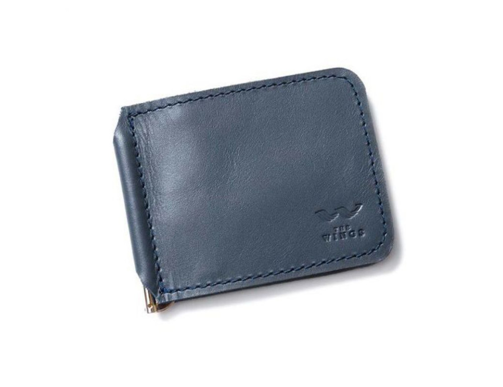 Кожаный зажим для денег синий TW-MoneyClip-dark-blue - Фото № 2