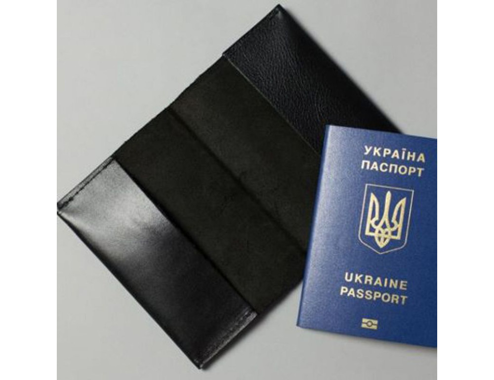 Шкіряна паспортна обкладинка чорна TW-PH-black-ksr - Фотографія № 2