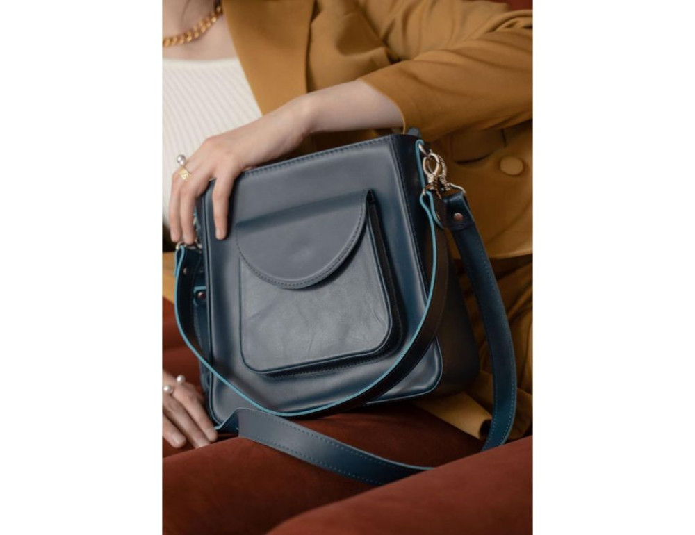 Жіноча шкіряна сумка Stella темно-синя TW-Stella-navy-blue - Фотографія № 2