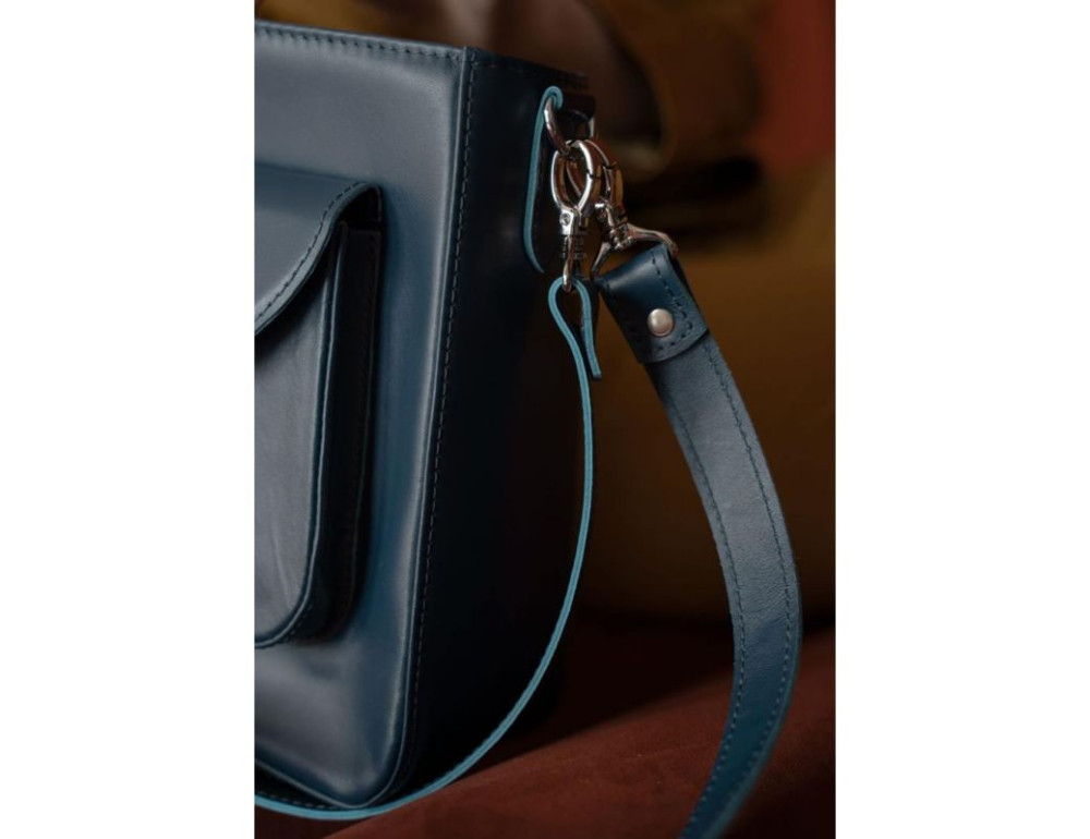 Жіноча шкіряна сумка Stella темно-синя TW-Stella-navy-blue - Фотографія № 4