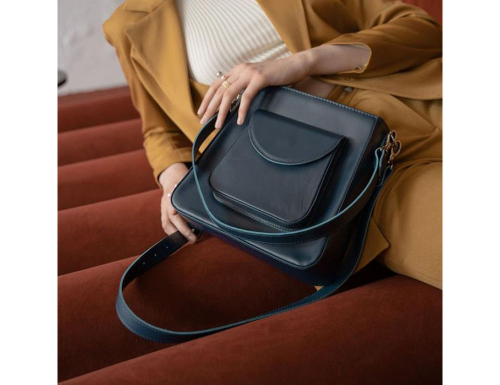 Жіноча шкіряна сумка Stella темно-синя TW-Stella-navy-blue - Фотографія № 6