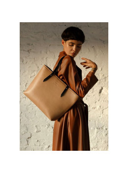 Кожаный шоппер Walker Mini темно-бежевый флотар TW-Walker-dark-beige-flo