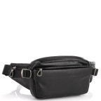 Чёрная бананка мужская из натуральной гладкой кожи Tiding Bag 1001A - Фото № 100