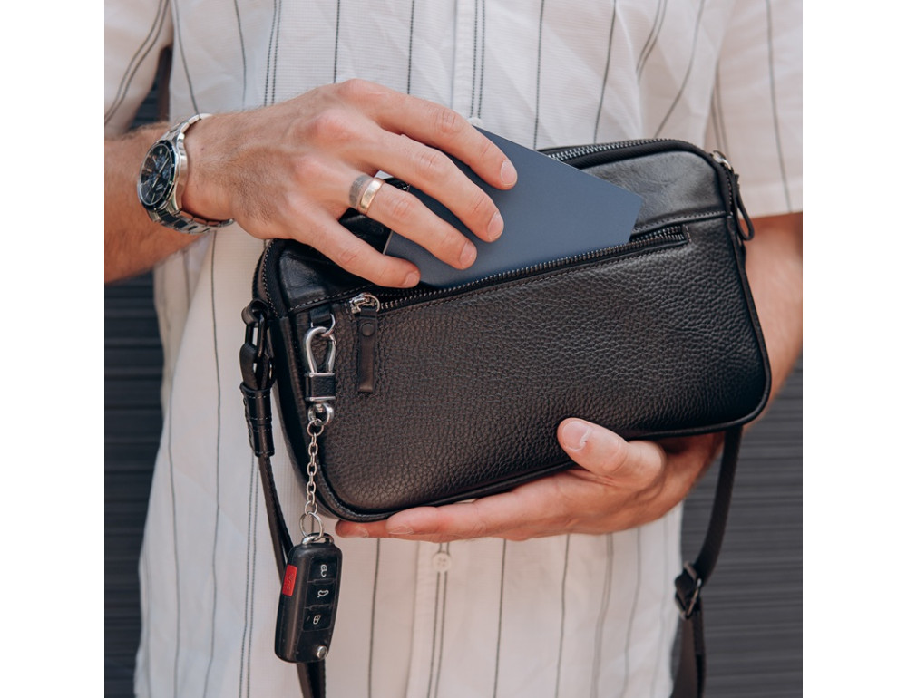 Сумка чоловіча горизонтальна шкіряна Grande Pelle 735710 Black - Фотографія № 8