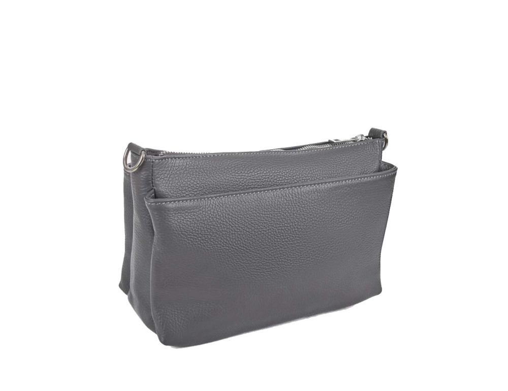 Сумка женская кожаная кросс-боди Virginia Conti Vc01638 Grey - Фото № 4