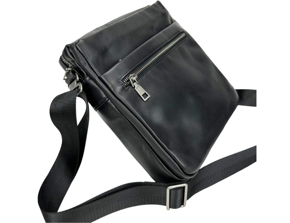 Сумка чоловіча шкіряна чорна Tiding Bag 1007A - Фотографія № 5