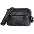 Стильная мужская кожаная сумка через плечо черная Tiding Bag 1026A - Фото № 100