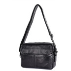 Стильная мужская кожаная сумка через плечо черная Tiding Bag 1026A - Фото № 104