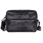 Стильная мужская кожаная сумка через плечо черная Tiding Bag 1026A - Фото № 108