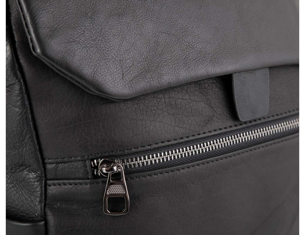 Чоловічий шкіряний чорний рюкзак Tiding Bag 303A - Фотографія № 3
