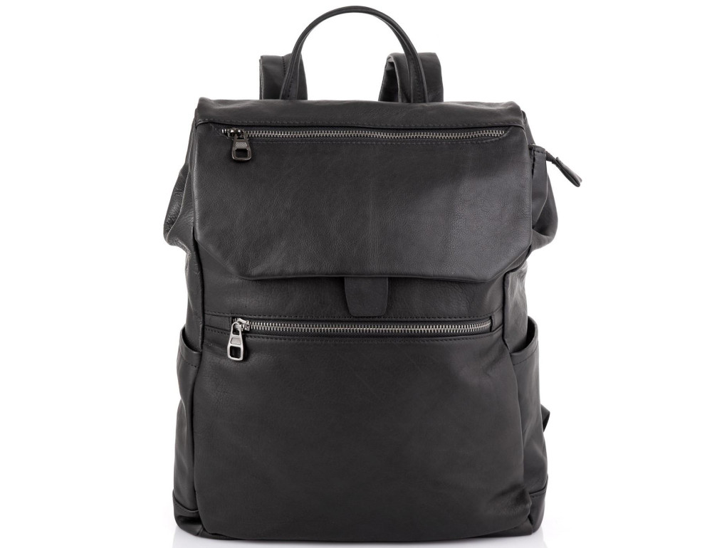 Чоловічий шкіряний чорний рюкзак Tiding Bag 303A - Фотографія № 7