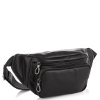 Чёрная кожаная бананка мужская Tiding Bag 310A - Фото № 100
