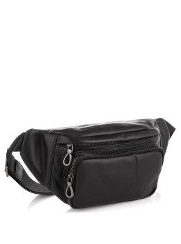 Чорна шкіряна бананка чоловіча Tiding Bag 310A