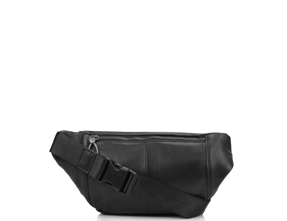 Чёрная кожаная бананка мужская Tiding Bag 310A - Фото № 3