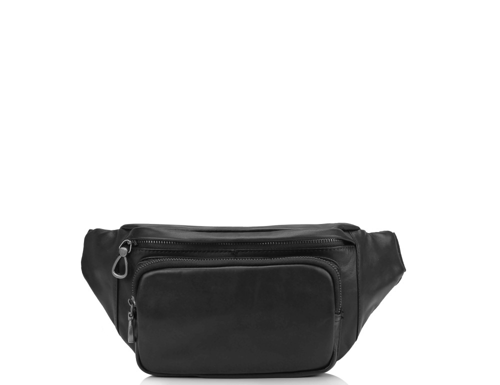 Чёрная кожаная бананка мужская Tiding Bag 310A - Фото № 4