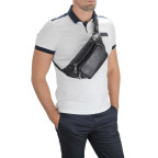 Чёрная кожаная бананка мужская Tiding Bag 310A - Фото № 104