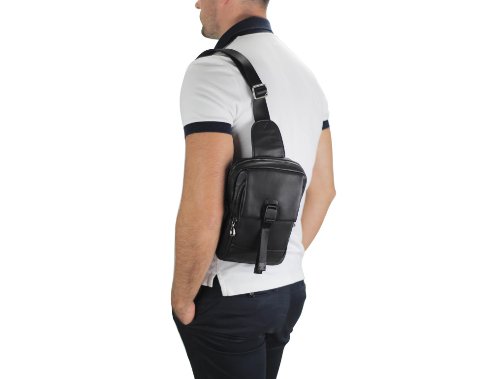 Сумка-слинг черная мужская Tiding Bag 312A - Фото № 6