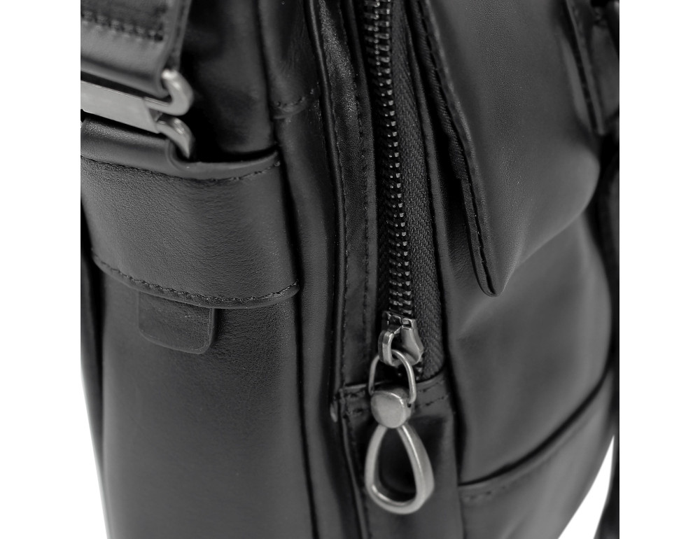 Чоловіча шкіряна сумка через плече чорна Tiding Bag 316A - Фотографія № 2