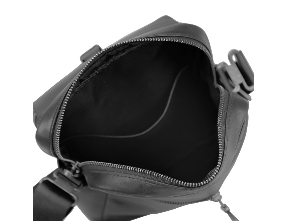 Чоловіча шкіряна сумка через плече чорна Tiding Bag 316A - Фотографія № 3