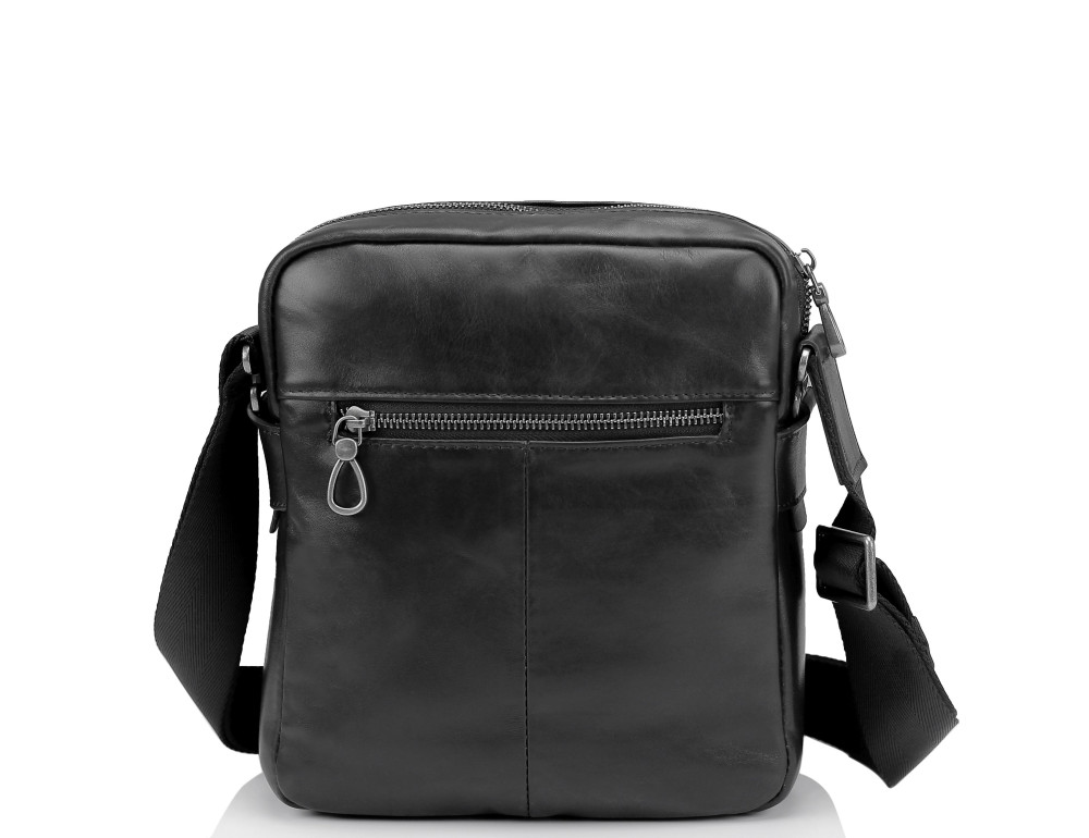 Чоловіча шкіряна сумка через плече чорна Tiding Bag 316A - Фотографія № 4