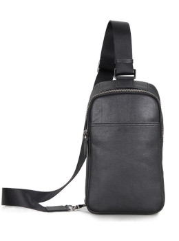 Сумка на грудь мужская кожаная слинг Tiding Bag 4001A