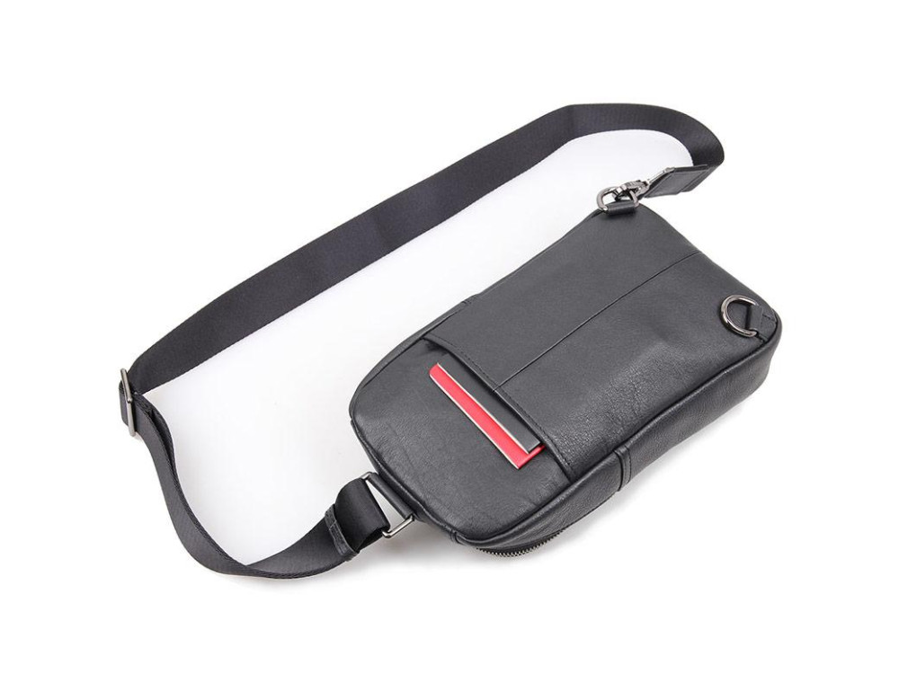 Сумка на грудь мужская кожаная слинг Tiding Bag 4001A - Фото № 3