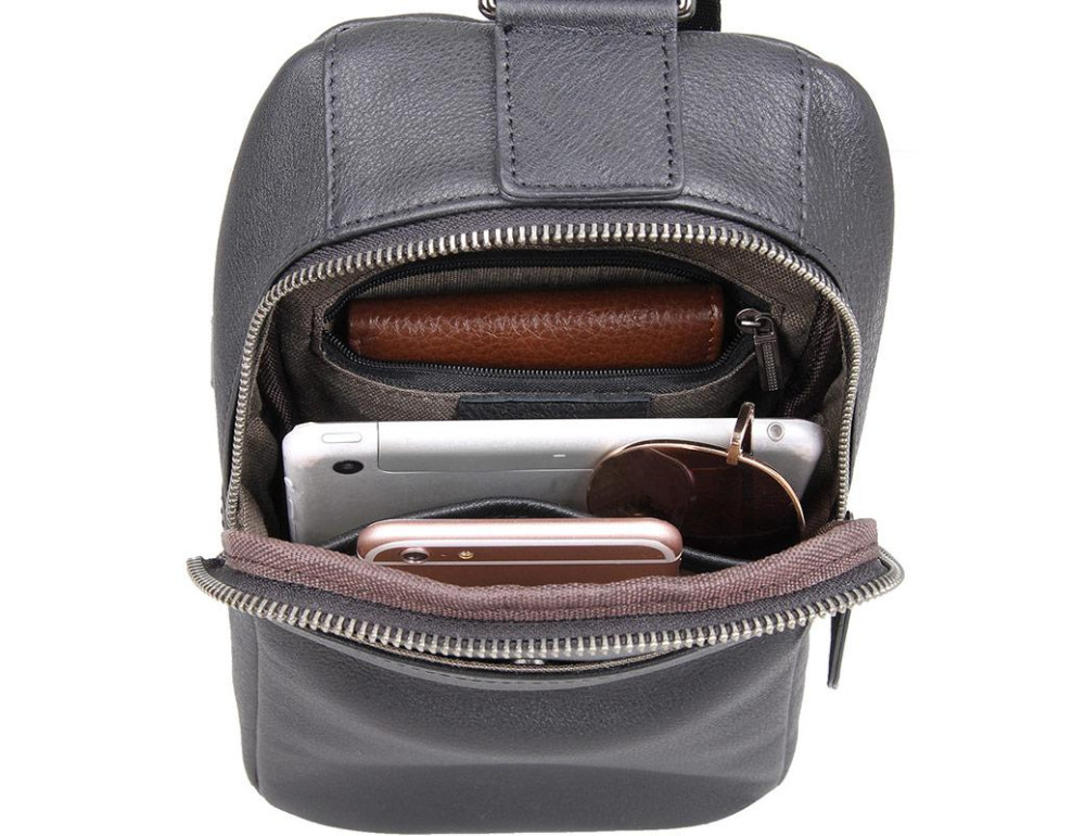Сумка на грудь мужская кожаная слинг Tiding Bag 4001A - Фото № 5