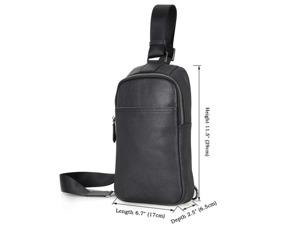 Сумка на грудь мужская кожаная слинг Tiding Bag 4001A - Фото № 6