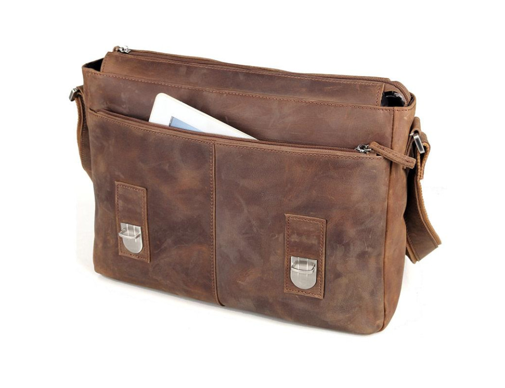 Мессенджер коричневый Tiding Bag 6002LR-2 - Фото № 5