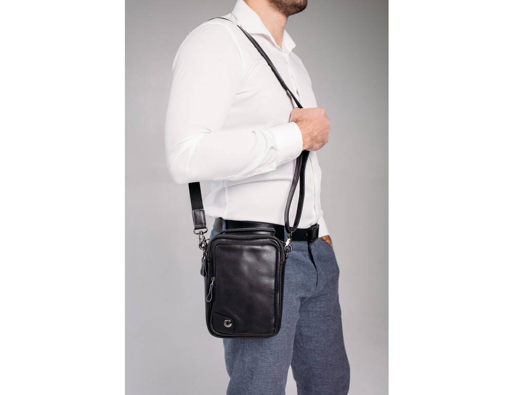 Сумка через плечо мужская кожаная Tiding Bag 6009A - Фото № 5