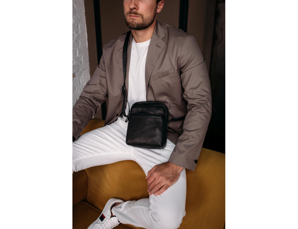 Чоловіча сумка через плече чорна Tiding Bag 6027A - Фотографія № 3