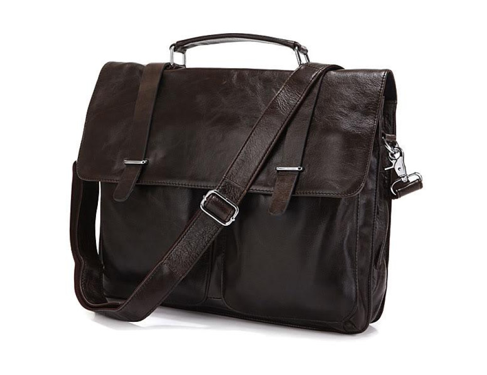 Сумка-портфель мужская кожаная коричневая Tiding Bag 6057J - Фото № 1 Сумка-портфель мужская кожаная коричневая Tiding Bag 6057J - Фото № 1