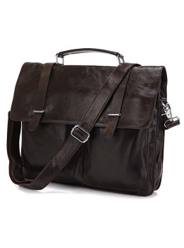 Сумка-портфель мужская кожаная коричневая Tiding Bag 6057J