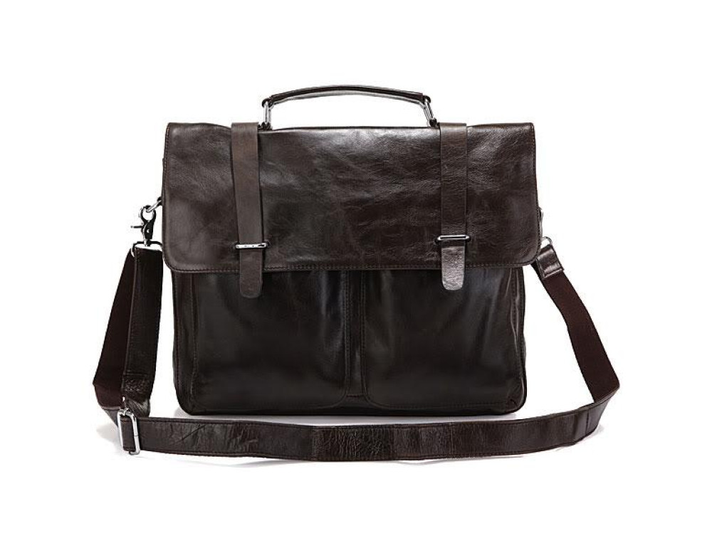 Сумка-портфель мужская кожаная коричневая Tiding Bag 6057J - Фото № 3