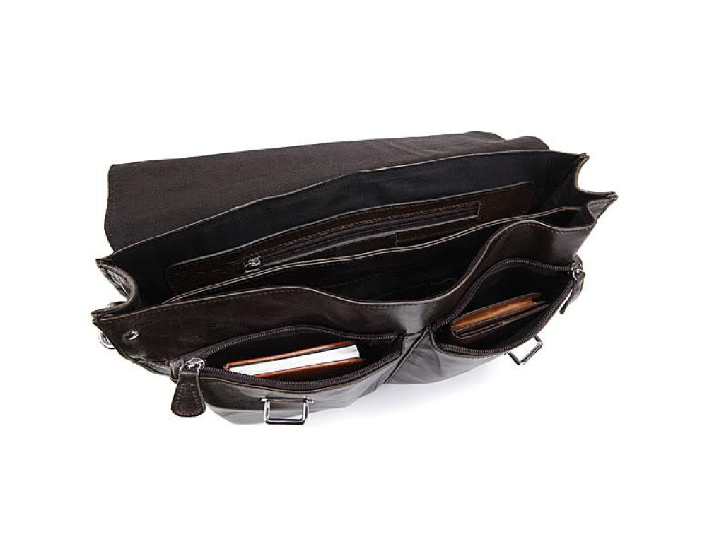 Сумка-портфель мужская кожаная коричневая Tiding Bag 6057J - Фото № 5