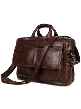Вместительная мужская кожаная сумка под ноутбук Tiding Bag 7085C