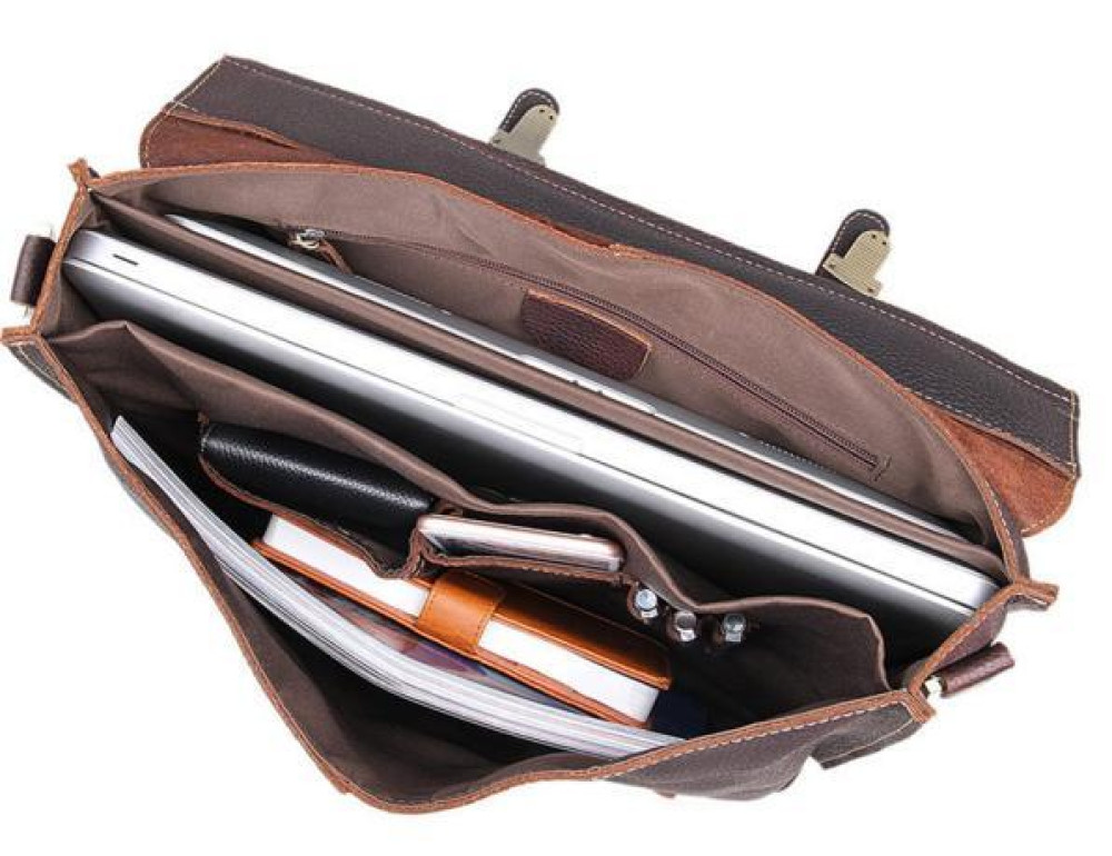 Качественная сумка-портфель мужская кожаная TIDING BAG 7090R - Фото № 2
