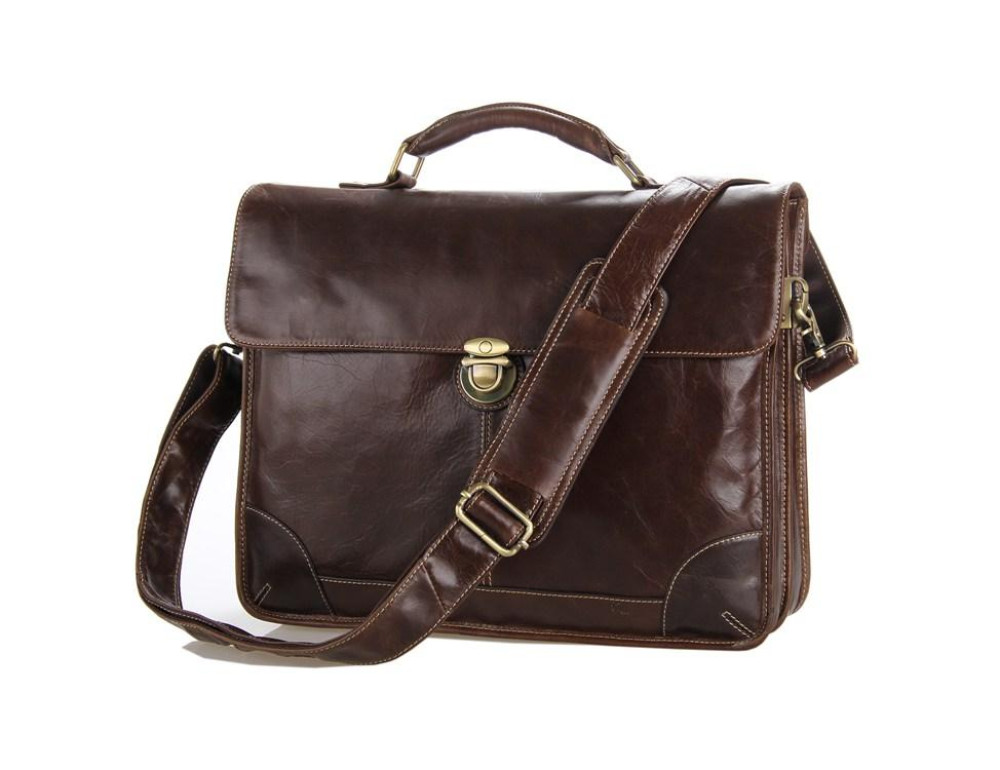 Мужской кожаный портфель с клапаном коричневый Tiding Bag 7091C - Фото № 1 Мужской кожаный портфель с клапаном коричневый Tiding Bag 7091C - Фото № 1
