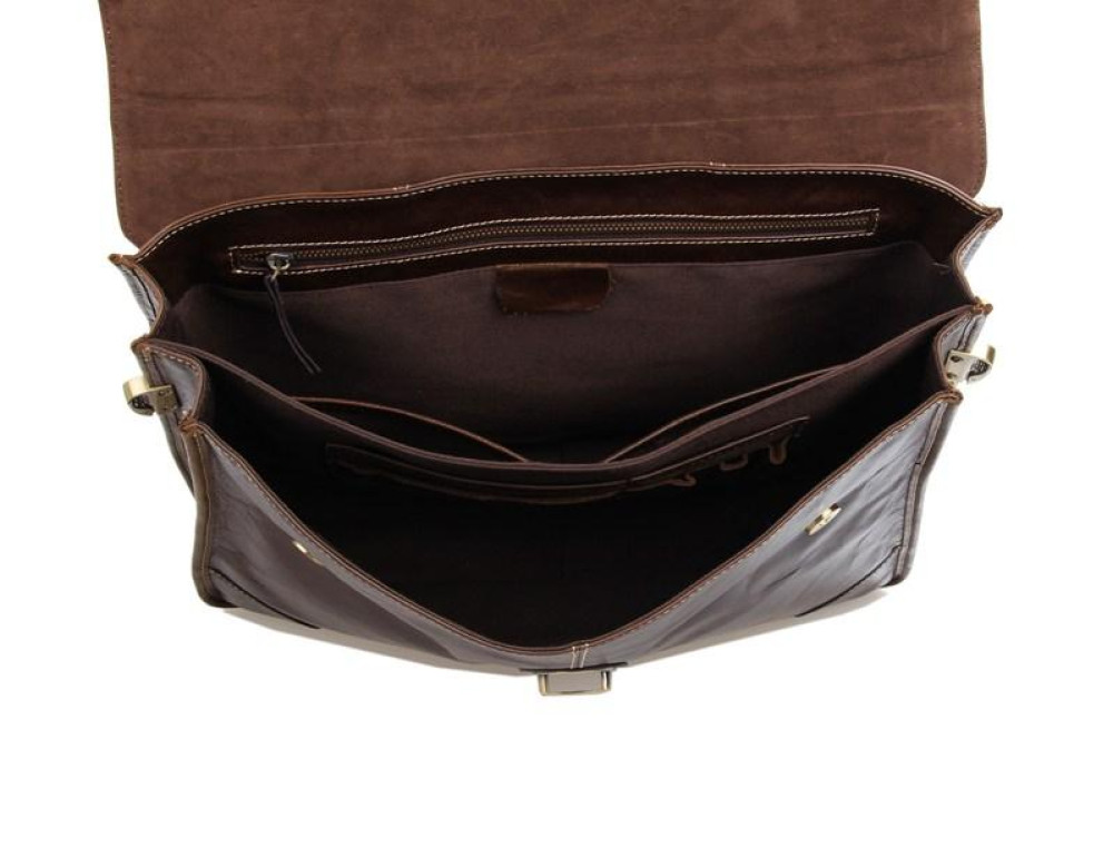 Мужской кожаный портфель с клапаном коричневый Tiding Bag 7091C - Фото № 2