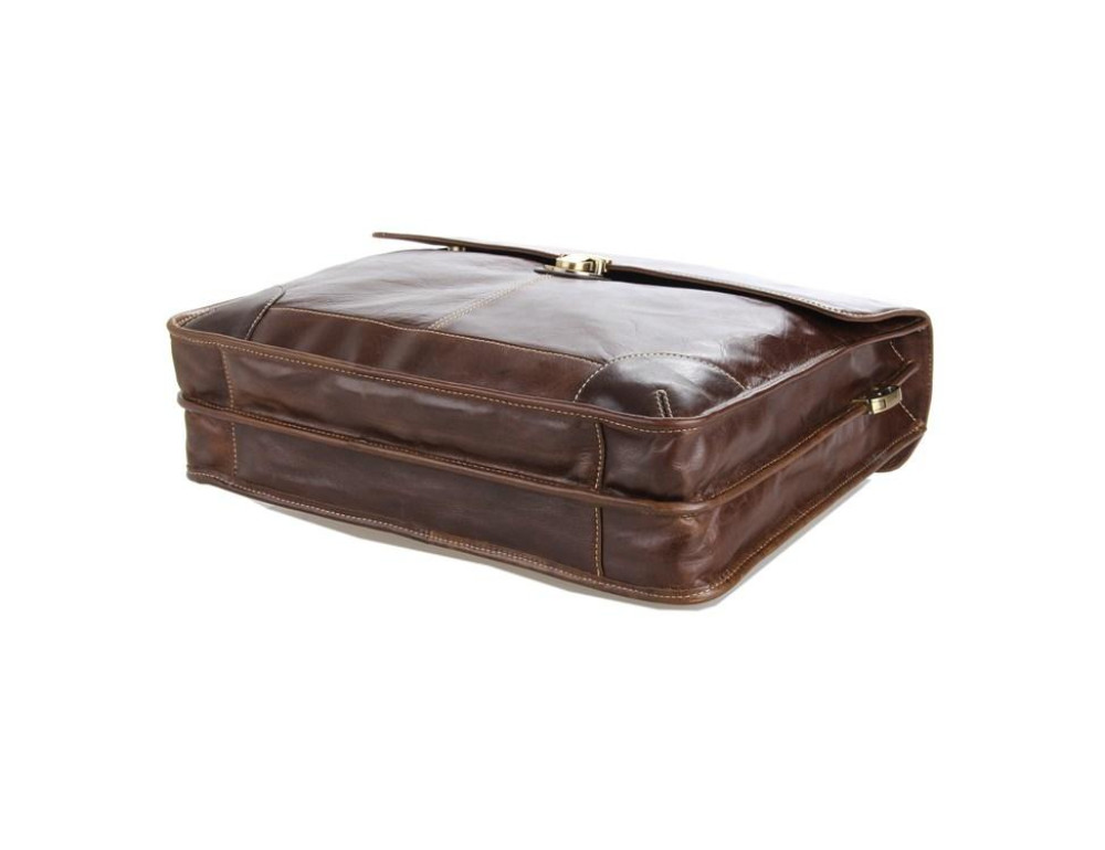 Мужской кожаный портфель с клапаном коричневый Tiding Bag 7091C - Фото № 4