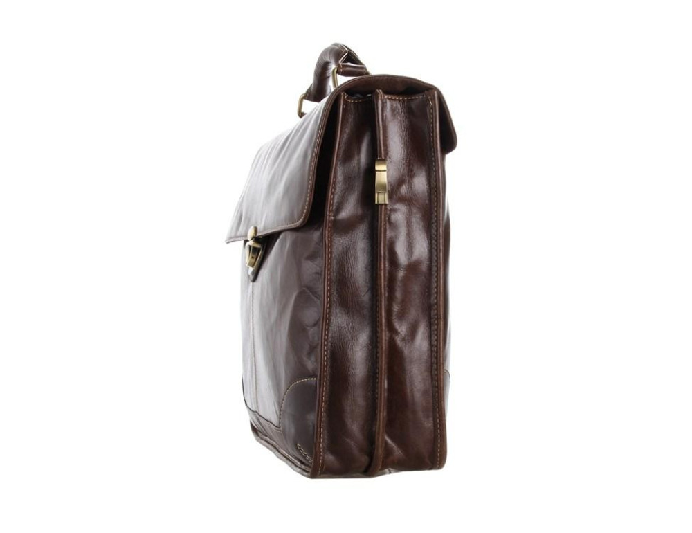 Мужской кожаный портфель с клапаном коричневый Tiding Bag 7091C - Фото № 5