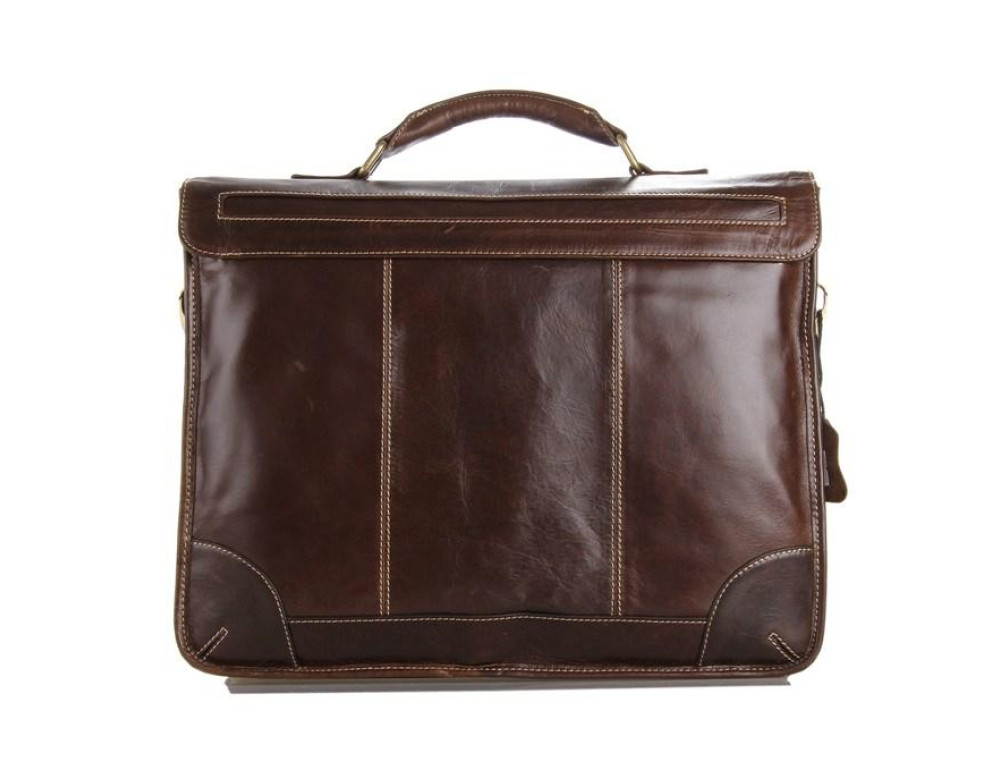 Мужской кожаный портфель с клапаном коричневый Tiding Bag 7091C - Фото № 6