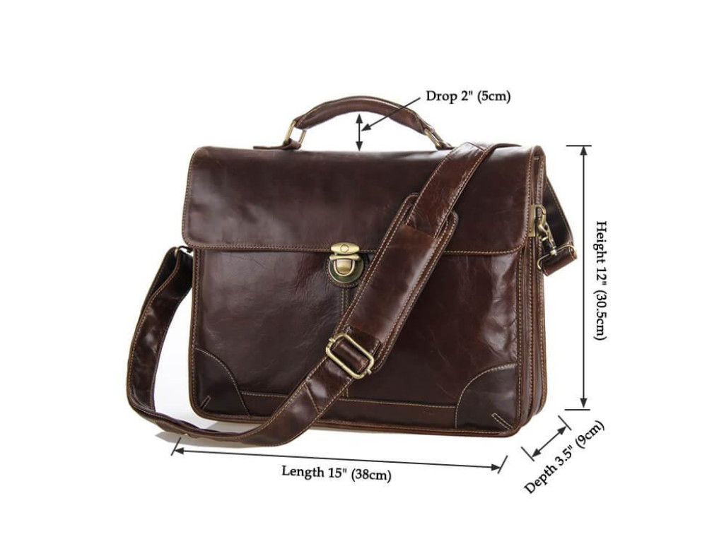 Мужской кожаный портфель с клапаном коричневый Tiding Bag 7091C - Фото № 9