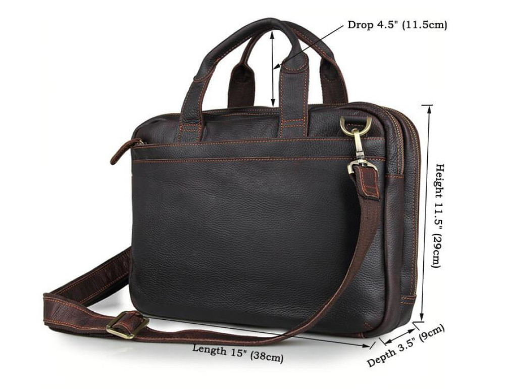 Стильная деловая мужская кожаная сумка для ноутбука и документов Tiding Bag 7092Q - Фото № 2