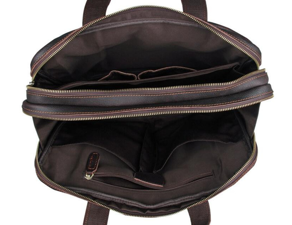 Стильная деловая мужская кожаная сумка для ноутбука и документов Tiding Bag 7092Q - Фото № 4
