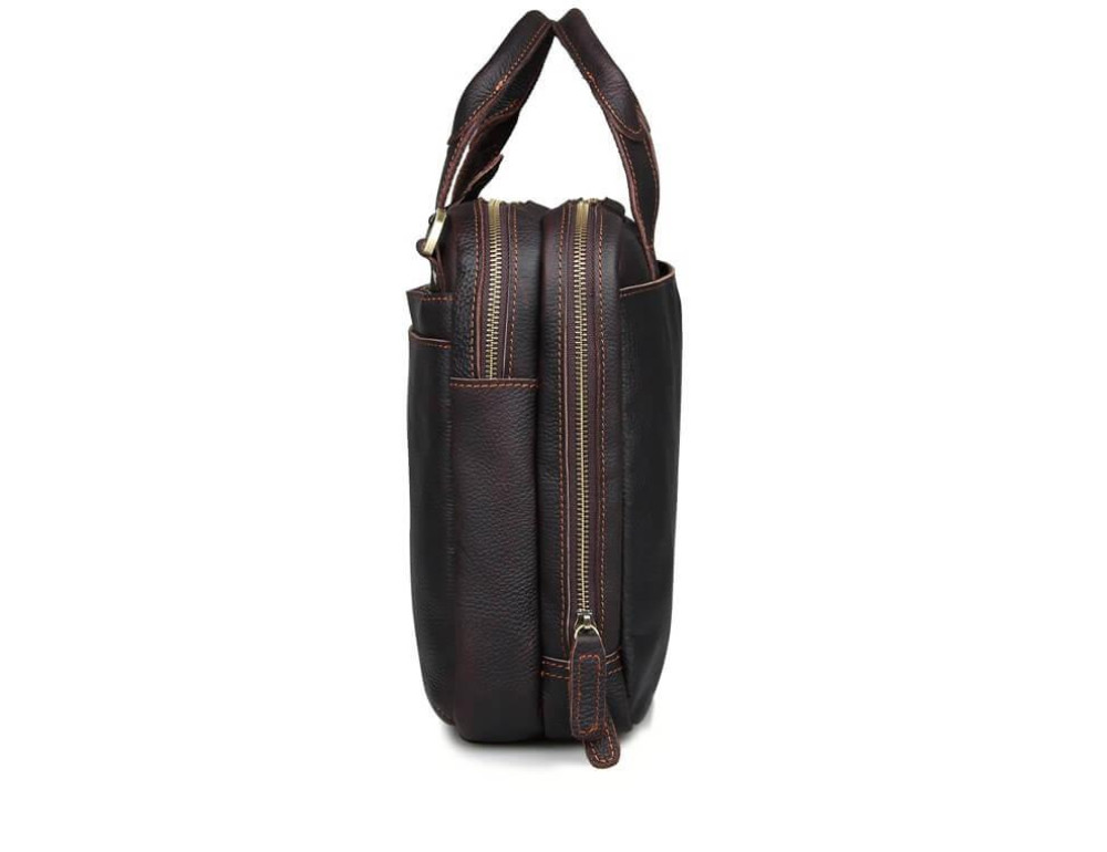 Стильная деловая мужская кожаная сумка для ноутбука и документов Tiding Bag 7092Q - Фото № 6
