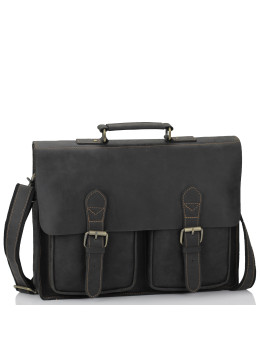 Классический мужской кожаный портфель черный Tiding Bag 7105A