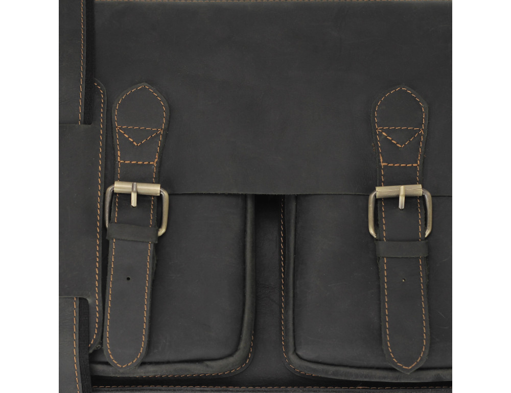 Классический мужской кожаный портфель черный Tiding Bag 7105A - Фото № 2