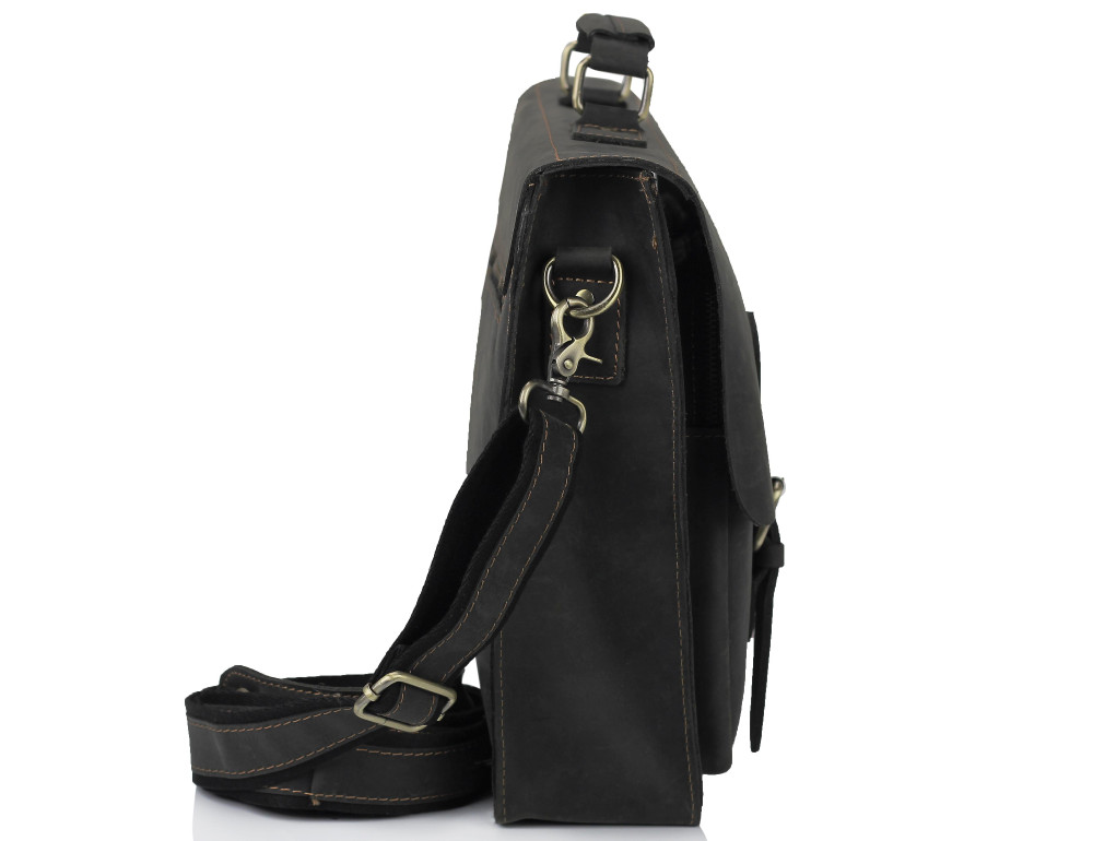 Классический мужской кожаный портфель черный Tiding Bag 7105A - Фото № 3