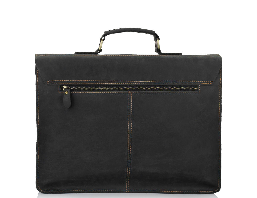 Классический мужской кожаный портфель черный Tiding Bag 7105A - Фото № 5